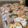 Постельное белье двухспальное разноцветное Котики Фланель Байка Ananasko A01B A01B(2,0) фото