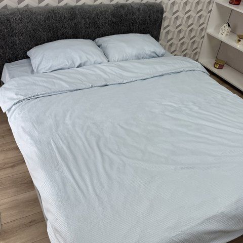 Комплект постільної білизни двоспальний сіро-блакитний Жатка Ananasko 674103 674103(2,0) фото