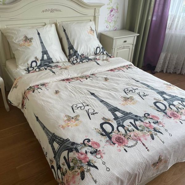 Комплект постільної білизни сімейний молочний Париж Жатка Ananasko 6710051 6710051(s) фото