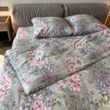 Постільна білизна двоспальна євро сіра Квіти Бязь Голд Ananasko 157955 157955(e) фото